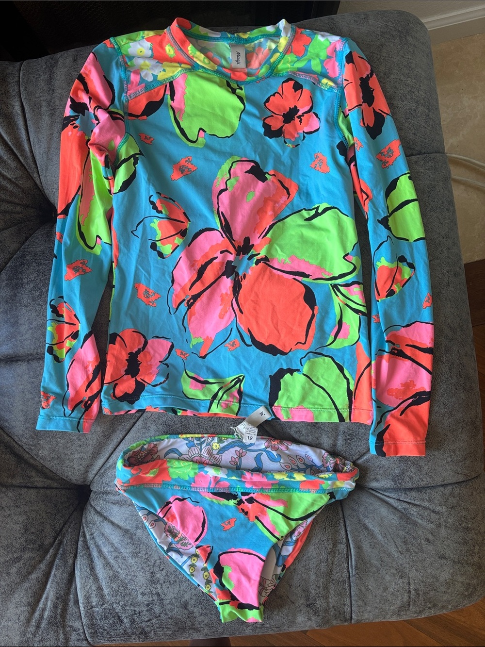 Maaji Kids Long Sleeve Rash Guard Bikini Set - Bright Floral
